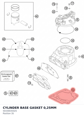 Diagram preview: CYLINDER BASE GASKET 0,25MM (50330035025)