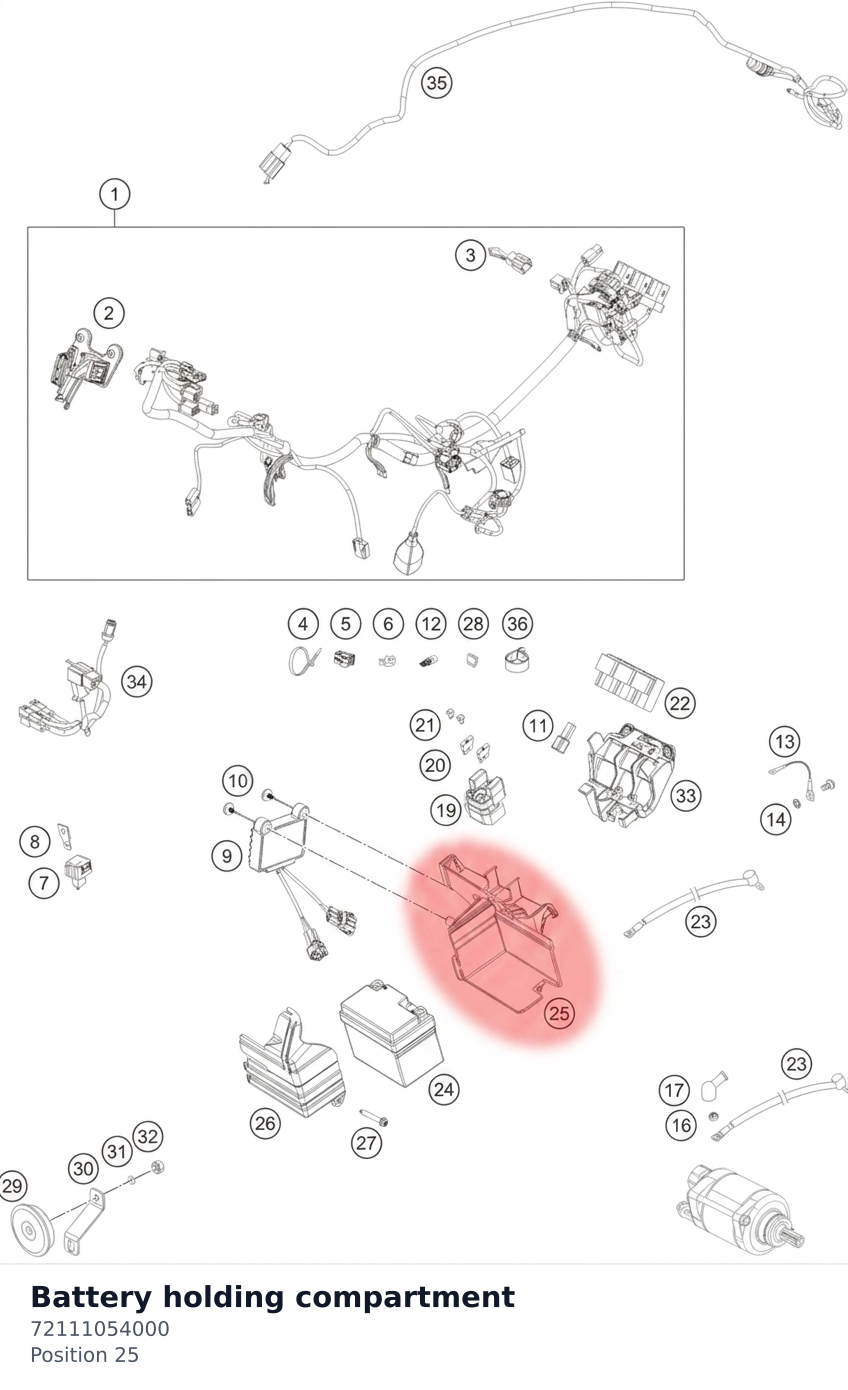 Diagram preview: Battery holding compartment (72111054000)