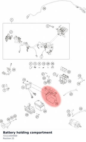 Diagram preview: Battery holding compartment (72111054000)