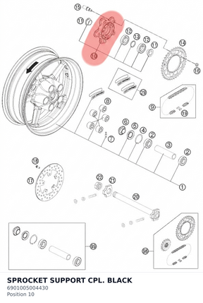 Diagram preview: SPROCKET SUPPORT CPL. BLACK (6901005004430)