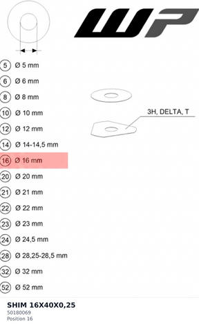 Diagram preview: SHIM 16X40X0,25 (50180069)