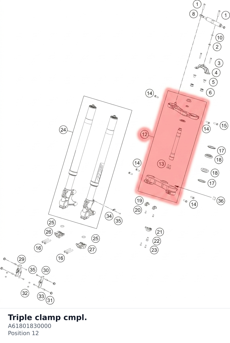 Diagram preview: Triple clamp cmpl. (A61801830000)