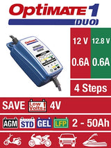 Optimate 1 Duo vedlikeholdslader for vanlig og lithium batterier