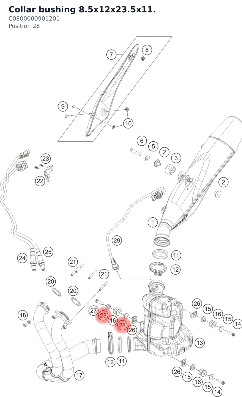 Diagram preview: Collar bushing 8.5x12x23.5x11. (C0800000901201)