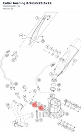 Diagram preview: Collar bushing 8.5x12x23.5x11. (C0800000901201)