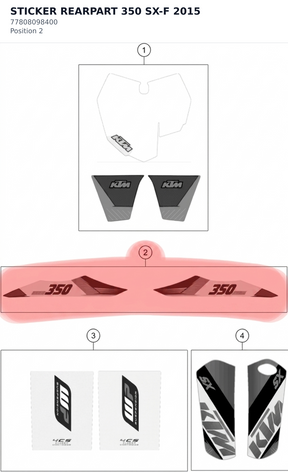 Diagram preview: STICKER REARPART 350 SX-F 2015 (77808098400)