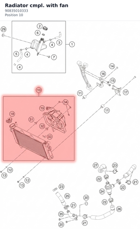 Diagram preview: Radiator cmpl. with fan (90835010333)