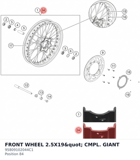 Diagram preview: FRONT WHEEL 2.5X19" CMPL. GIANT (95809102044C1)