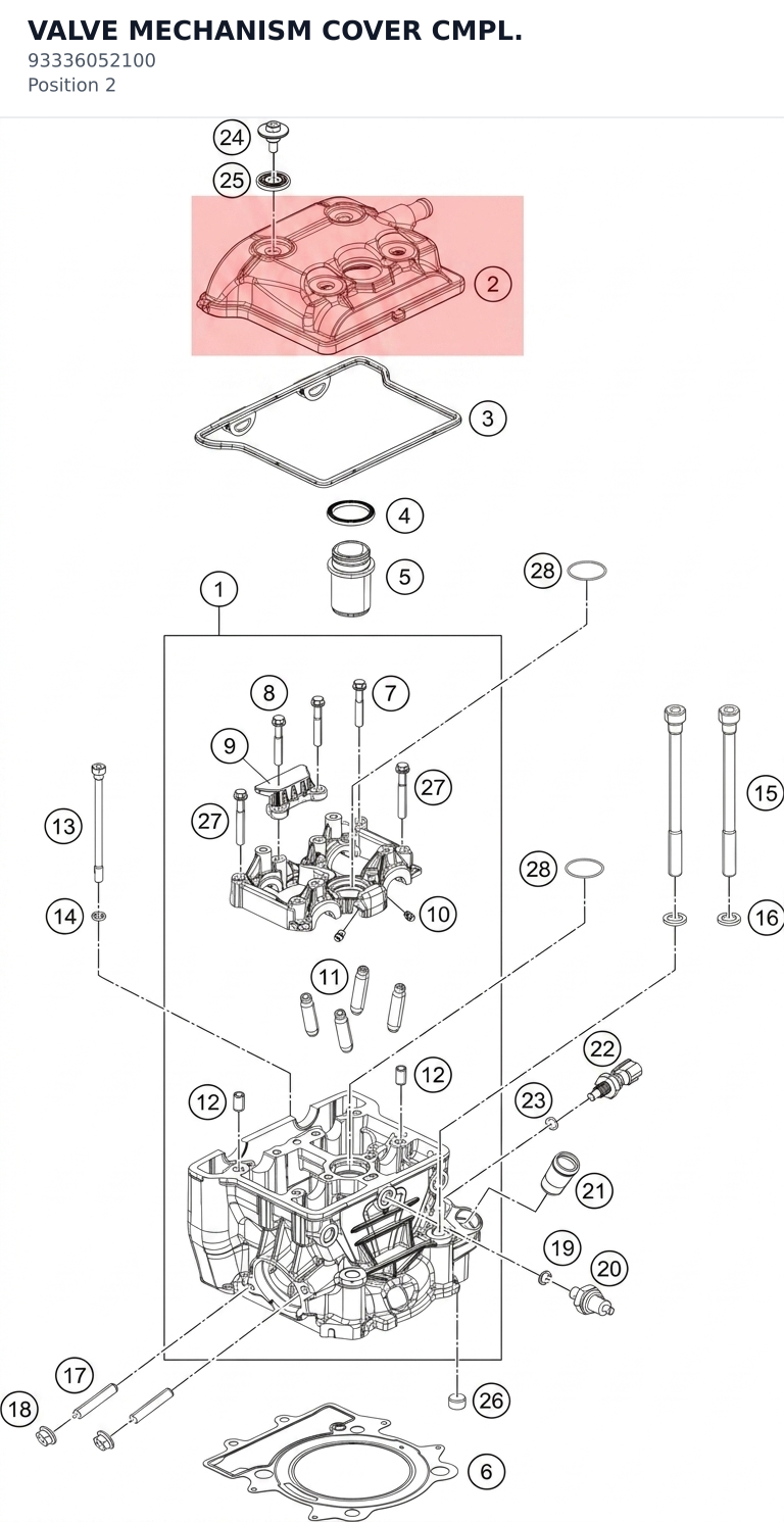Diagram preview: VALVE MECHANISM COVER CMPL. (93336052100)