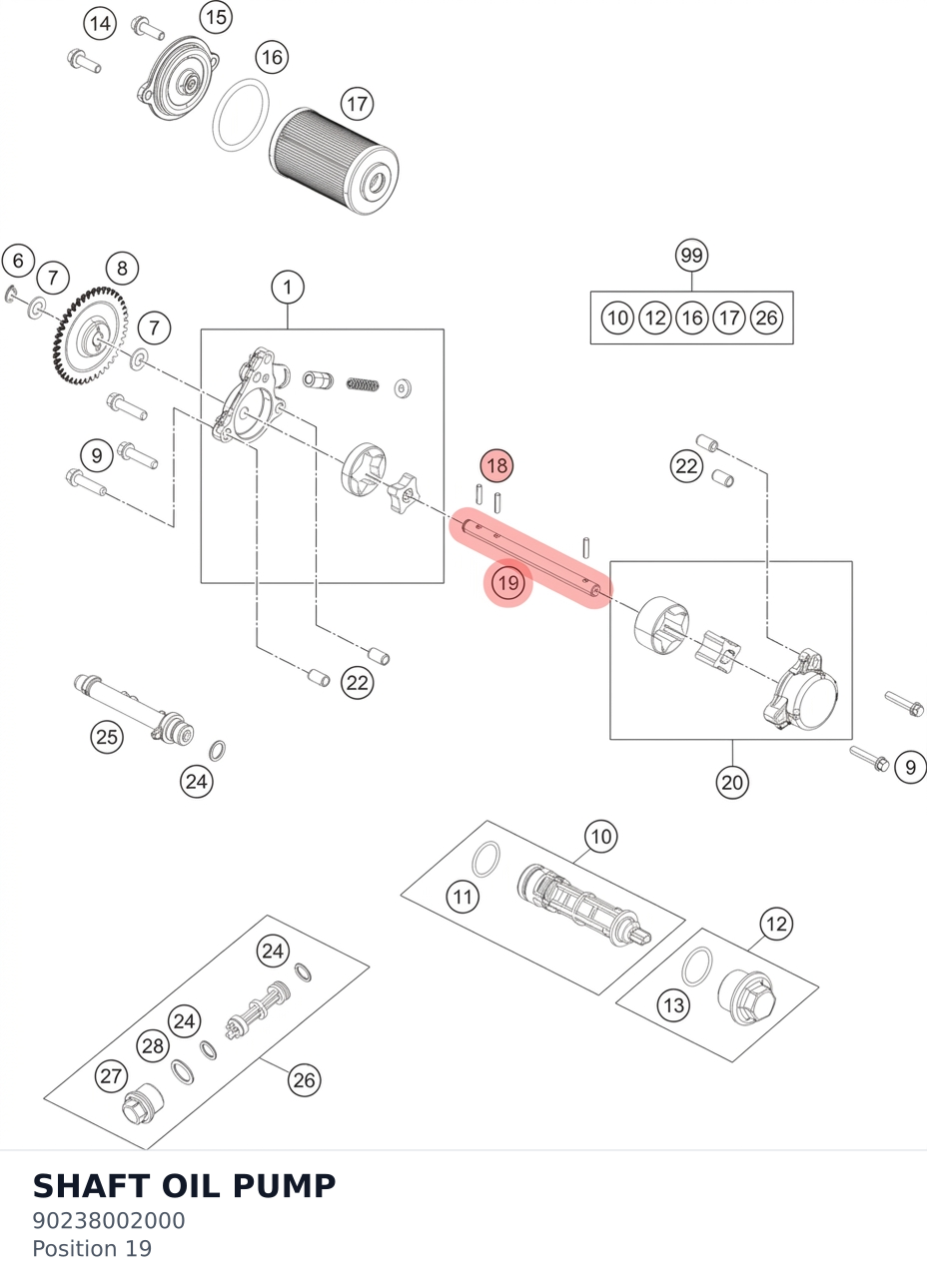 Diagram preview: SHAFT OIL PUMP (90238002000)