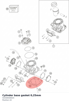 Diagram preview: Cylinder base gasket 0,25mm (55430030025)