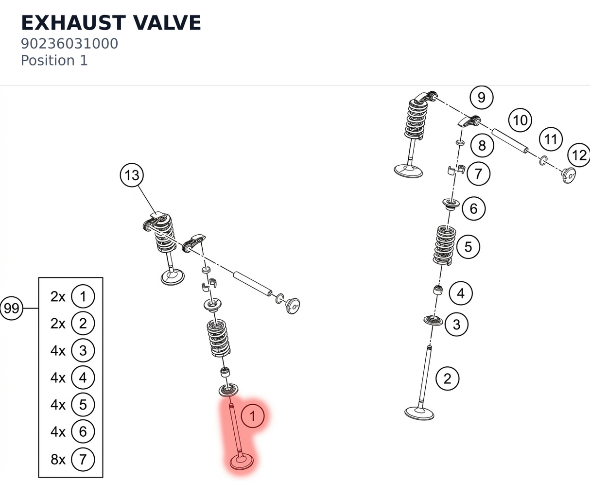 Diagram preview: EXHAUST VALVE (90236031000)