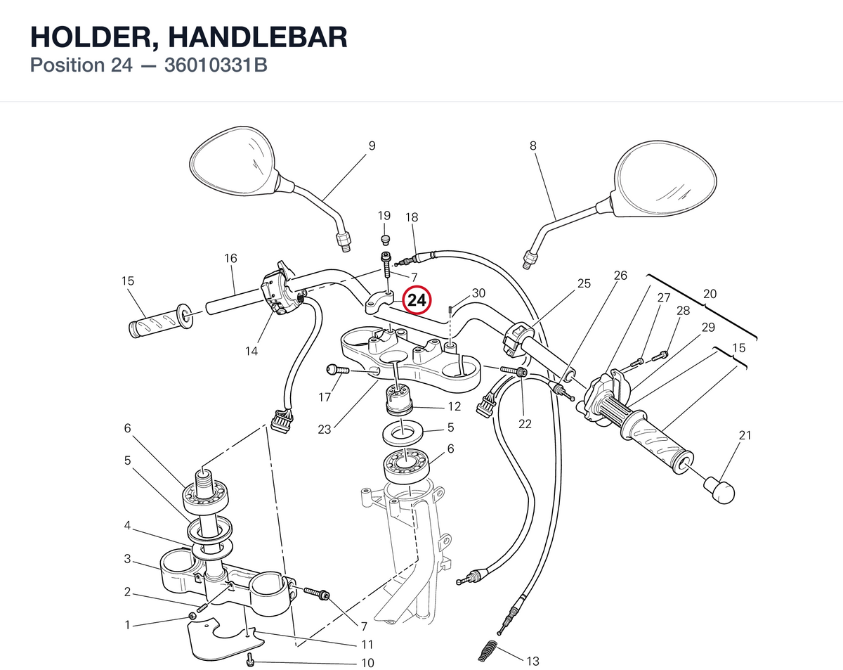 HOLDER, HANDLEBAR 36010331B diagram position