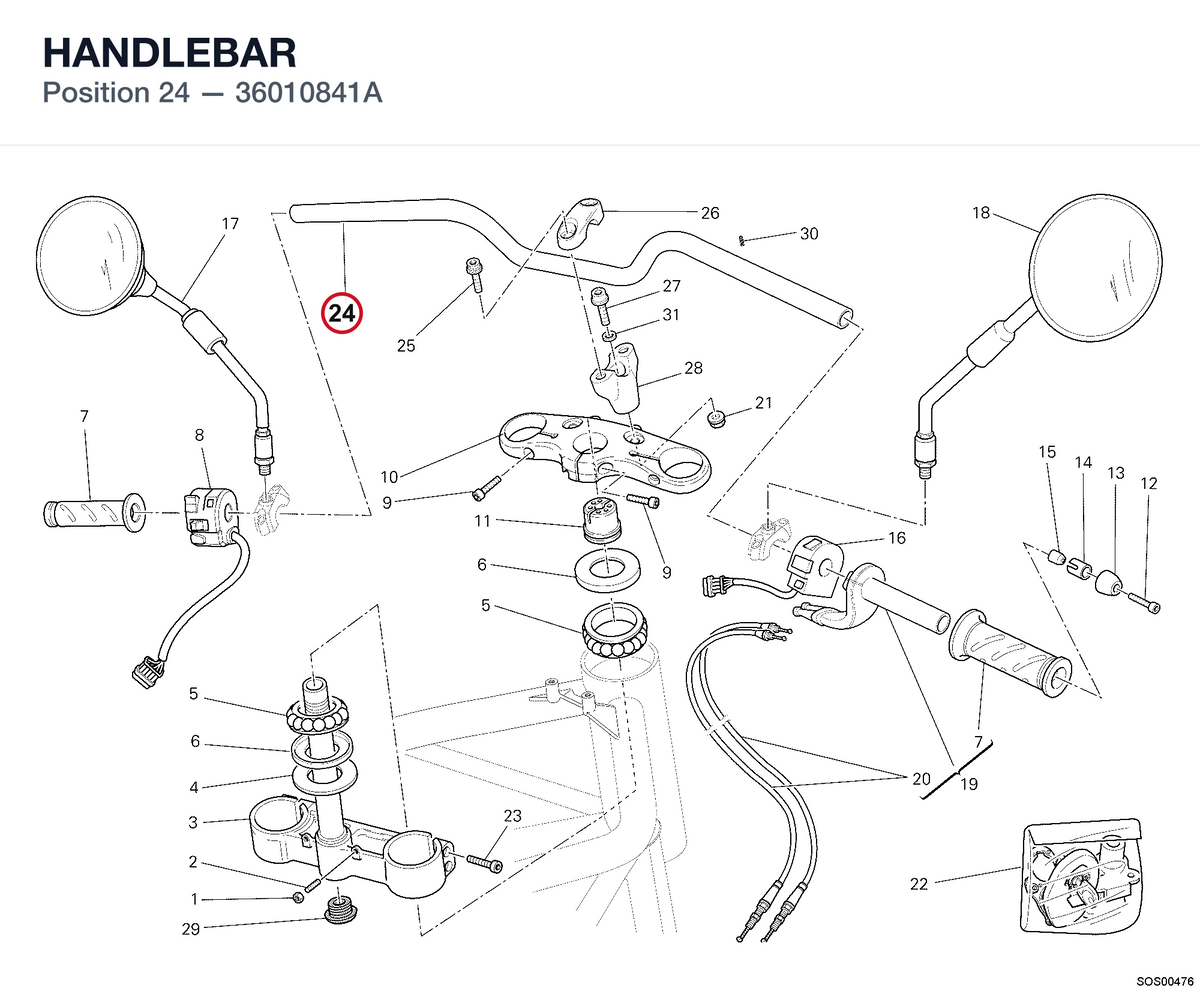 HANDLEBAR 36010841A diagram position