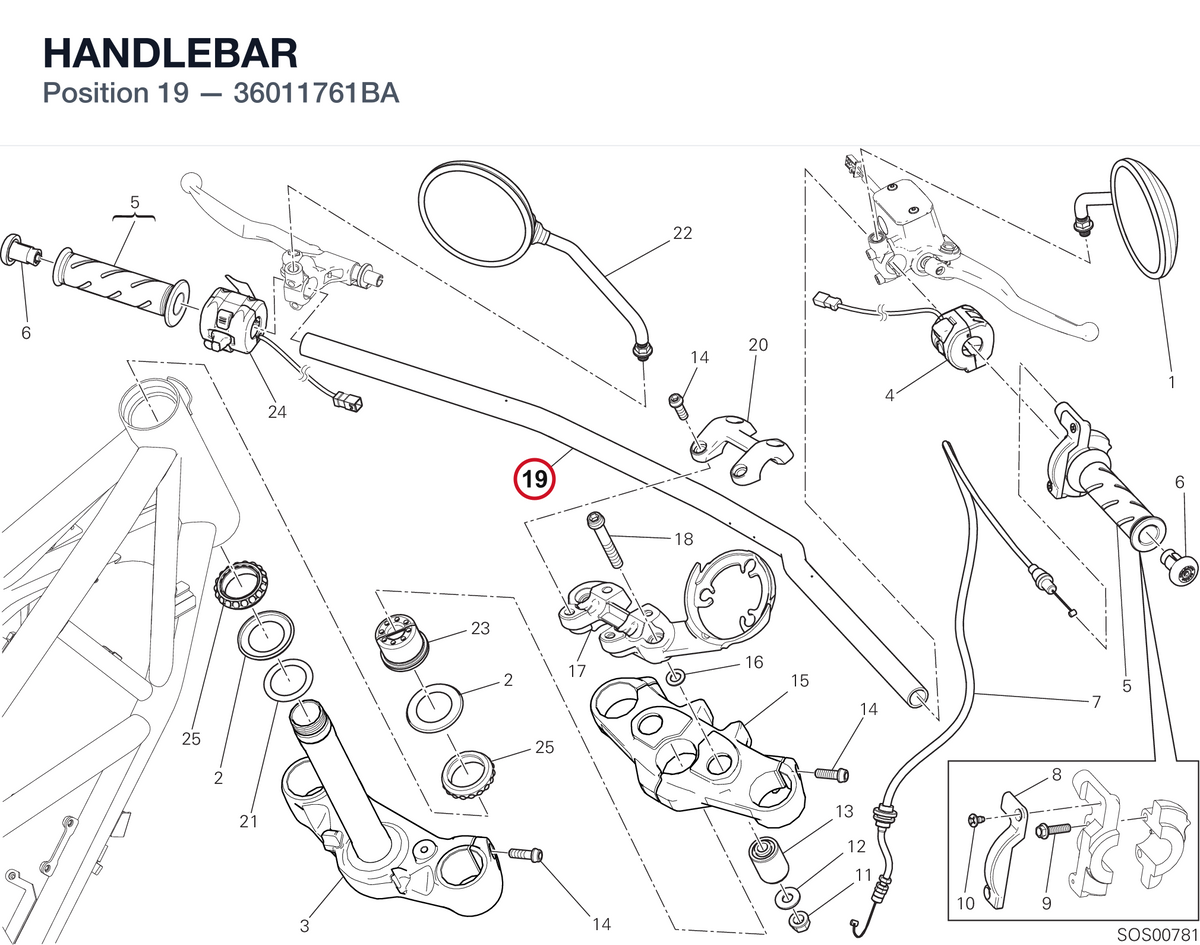 HANDLEBAR 36011761BA diagram position