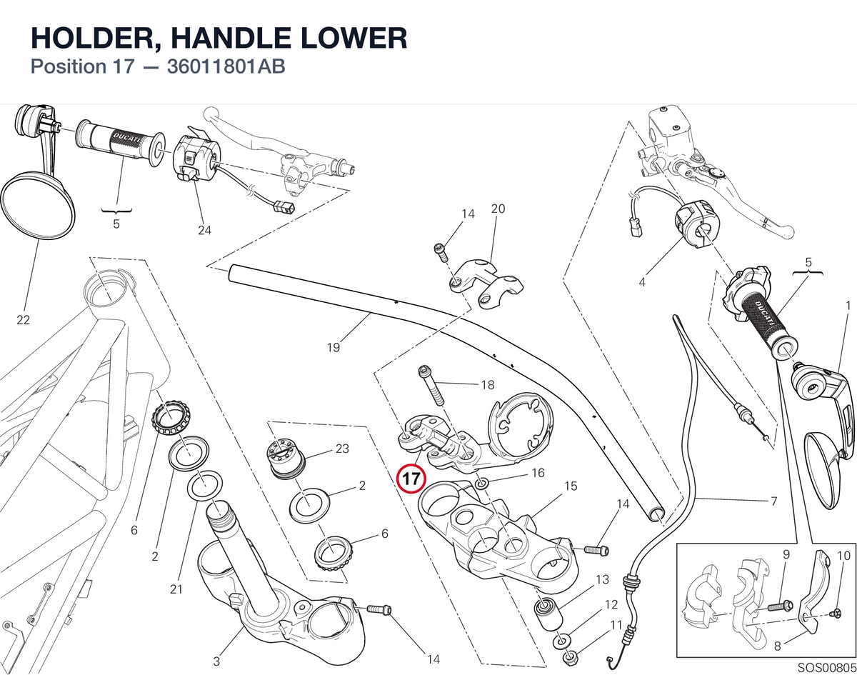 HOLDER, HANDLE LOWER 36011801AB diagram position