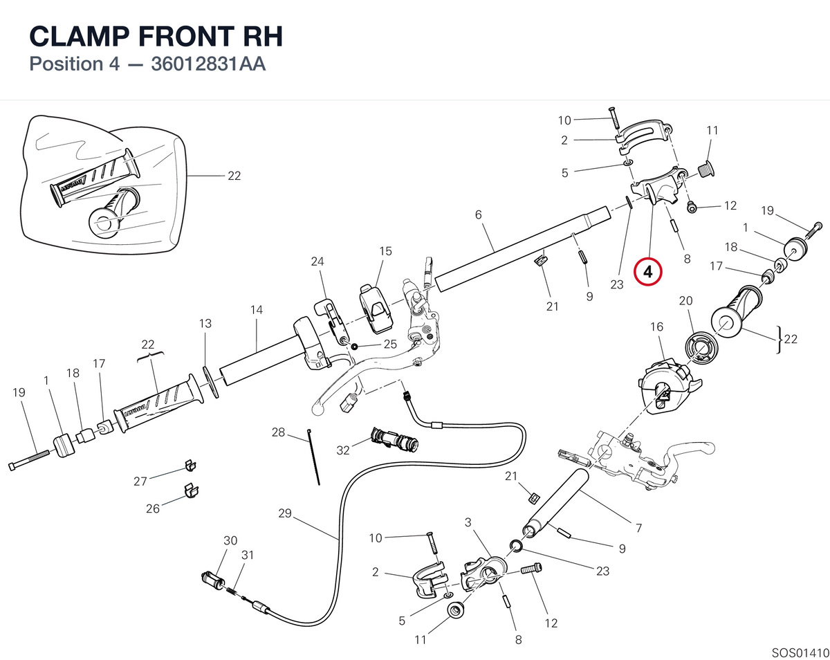 CLAMP FRONT RH 36012831AA diagram position
