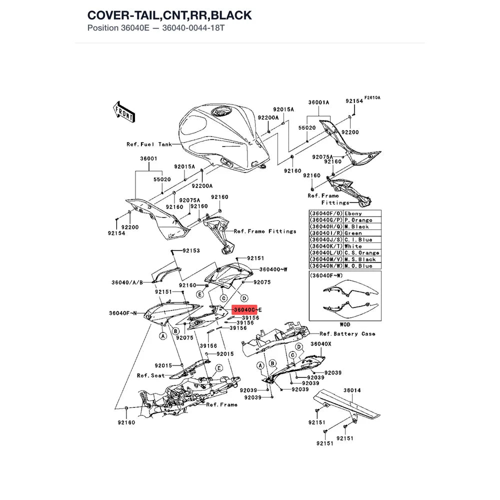 Kawasaki OEM – COVER-TAIL,CNT,RR,BLA product image