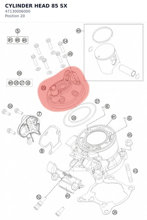 Diagram preview: CYLINDER HEAD 85 SX (47130006000)