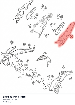 Diagram preview: Side fairing left (63508041000AB)