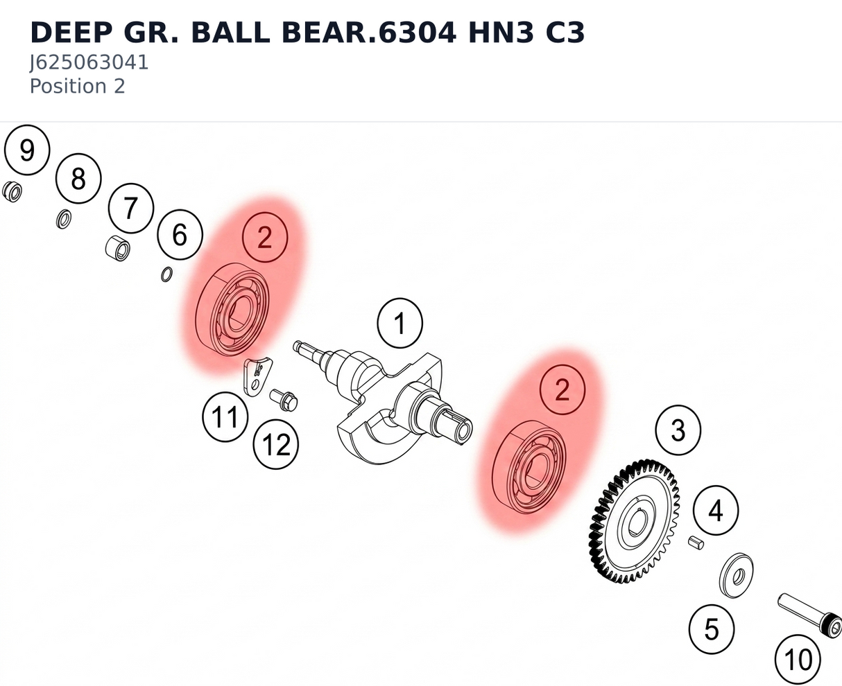 Diagram preview: DEEP GR. BALL BEAR.6304 HN3 C3 (J625063041)