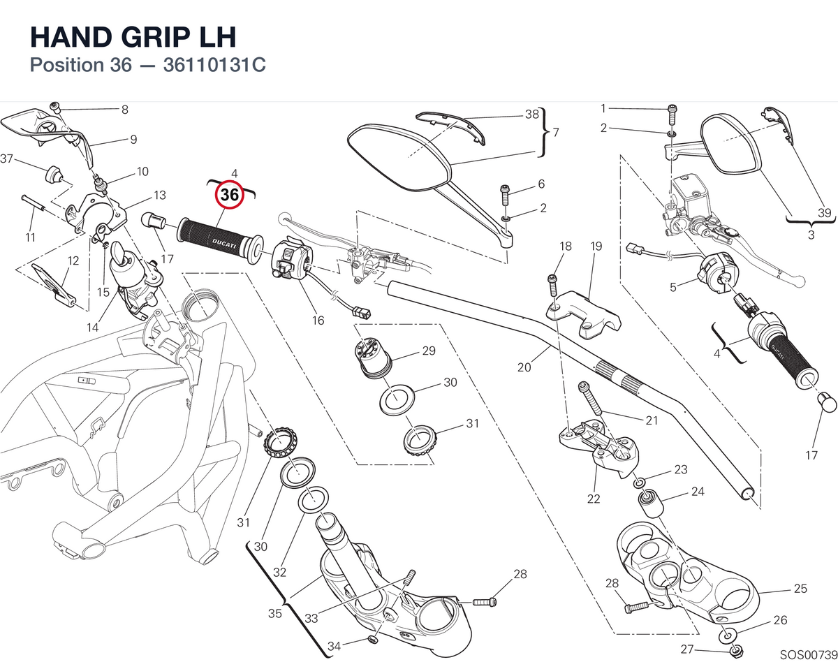HAND GRIP LH 36110131C diagram position