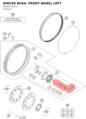 Diagram preview: SPACER BUSH. FRONT WHEEL LEFT (60309012000)