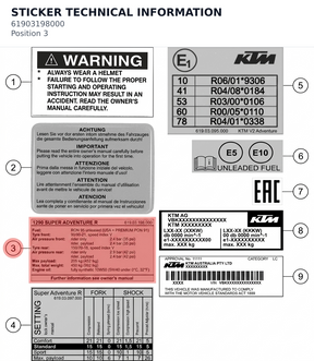 Diagram preview: STICKER TECHNICAL INFORMATION (61903198000)