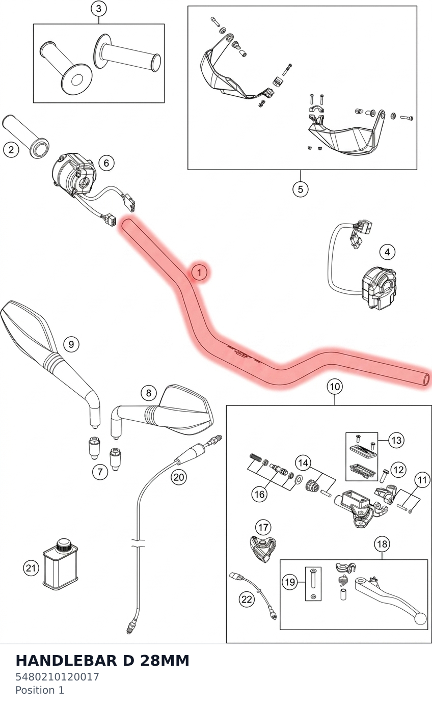 Diagram preview: HANDLEBAR D 28MM (5480210120017)