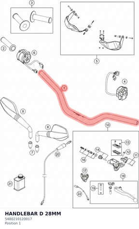 Diagram preview: HANDLEBAR D 28MM (5480210120017)