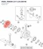 Diagram preview: PRIM. PINION 23-T 125/200'98 (50332023023)