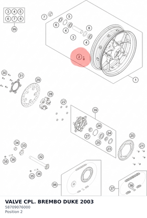 Diagram preview: VALVE CPL. BREMBO DUKE    2003 (58709076000)