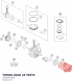 Diagram preview: TIMING GEAR 18 TEETH (78036014400)