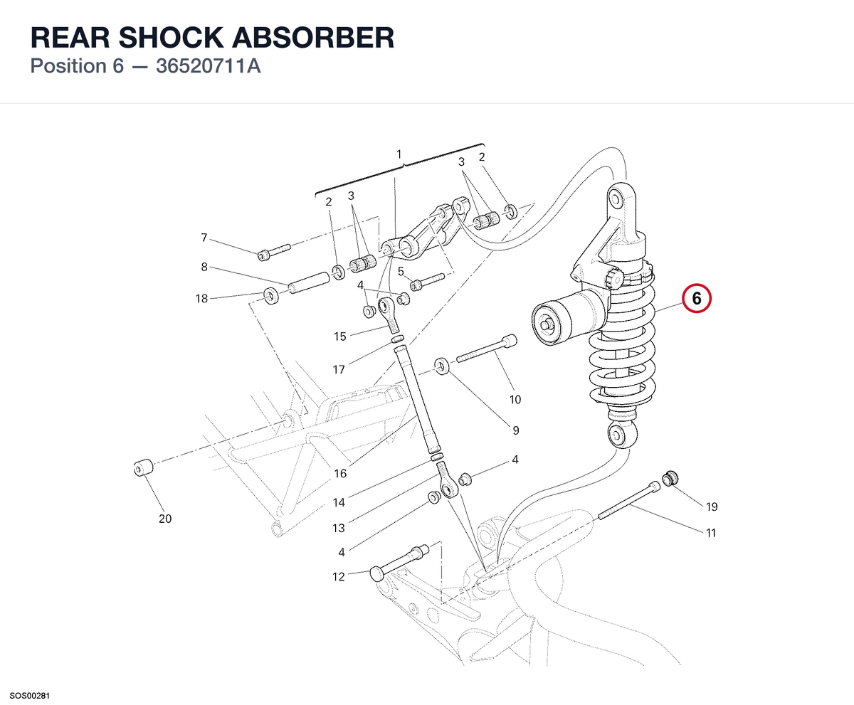 REAR SHOCK ABSORBER 36520711A diagram position
