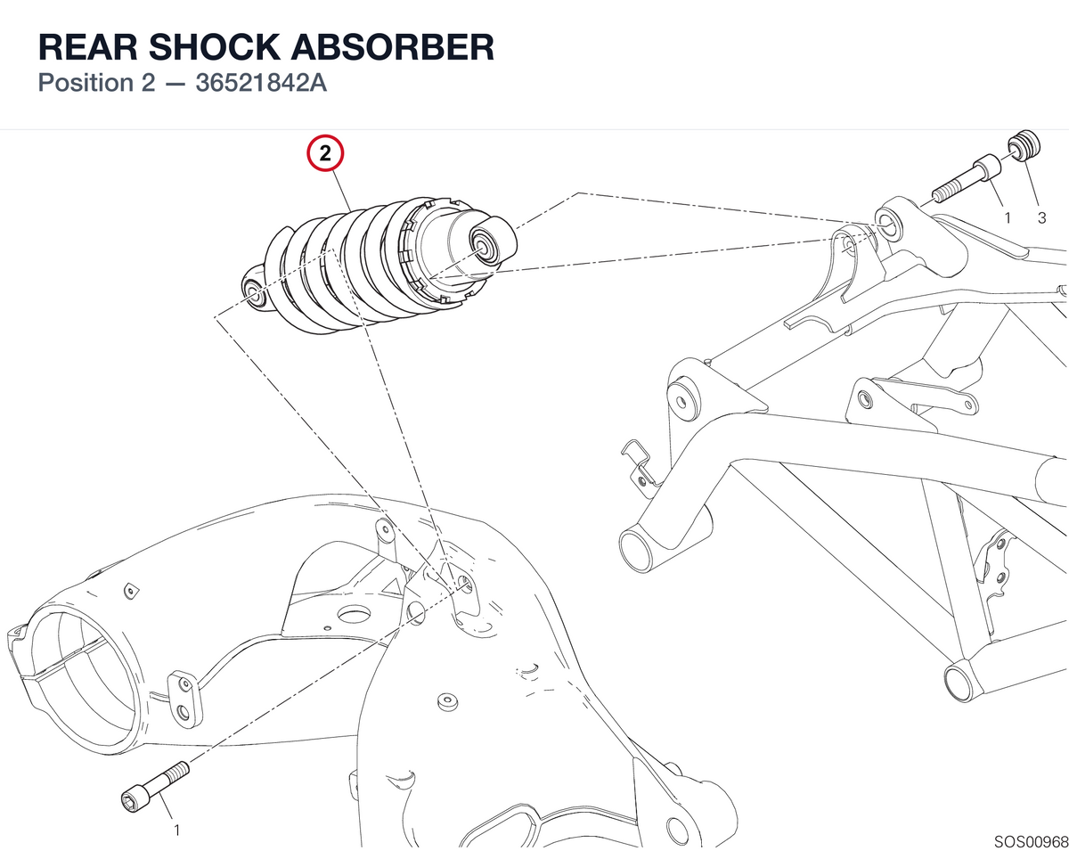 REAR SHOCK ABSORBER 36521842A diagram position