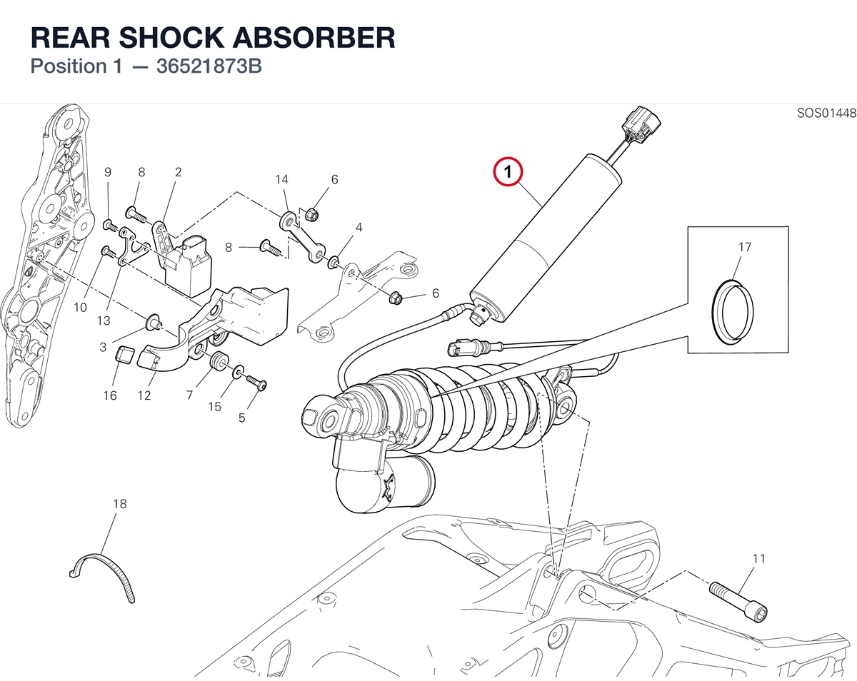 REAR SHOCK ABSORBER 36521873B diagram position