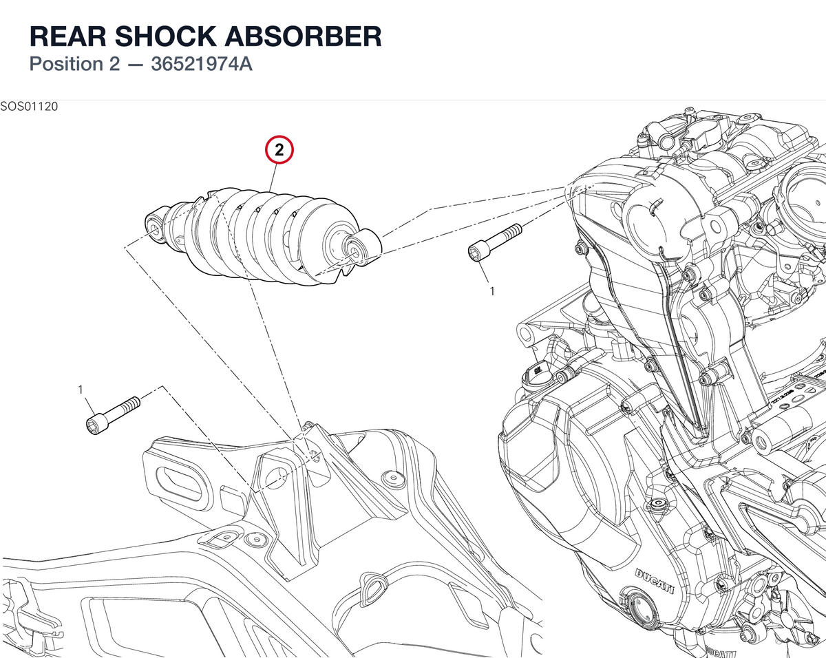 REAR SHOCK ABSORBER 36521974A diagram position