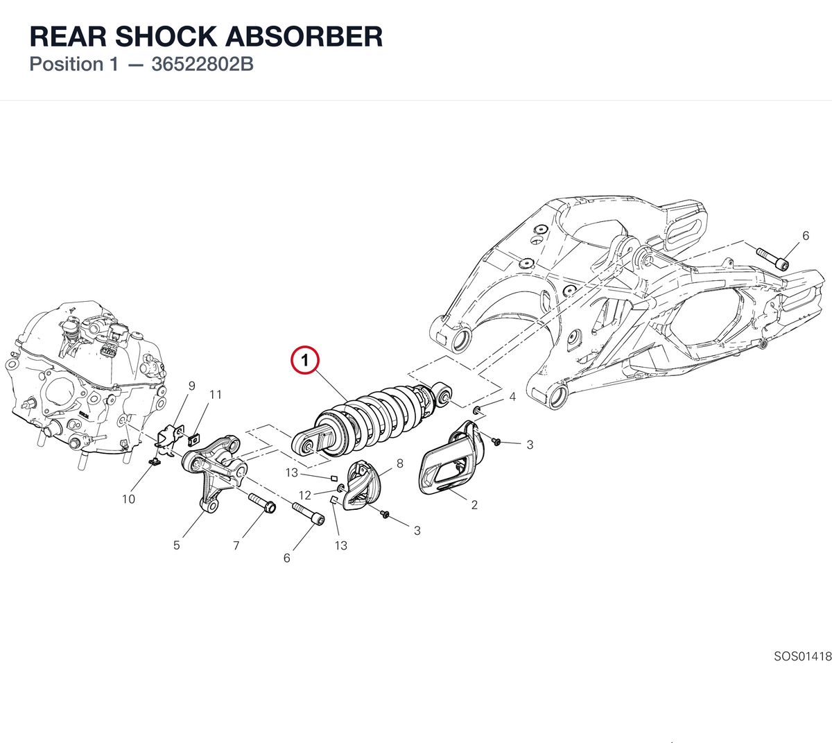REAR SHOCK ABSORBER 36522802B diagram position