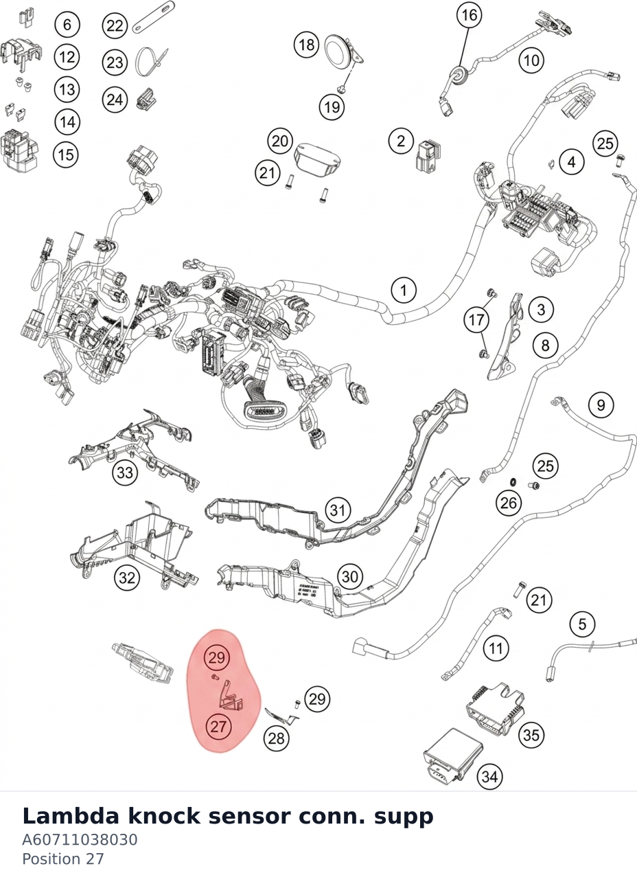 Diagram preview: Lambda knock sensor conn. supp (A60711038030)