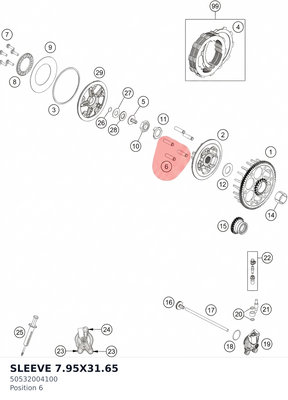 Diagram preview: SLEEVE 7.95X31.65 (50532004100)