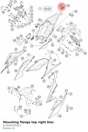 Diagram preview: Mounting flange top right blac (61703002055C1)