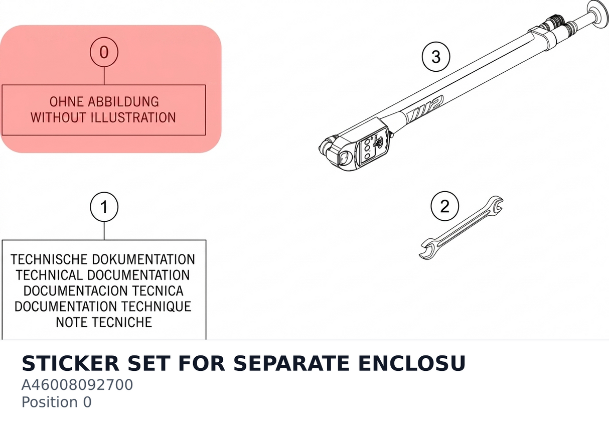 Diagram preview: STICKER SET FOR SEPARATE ENCLOSU (A46008092700)
