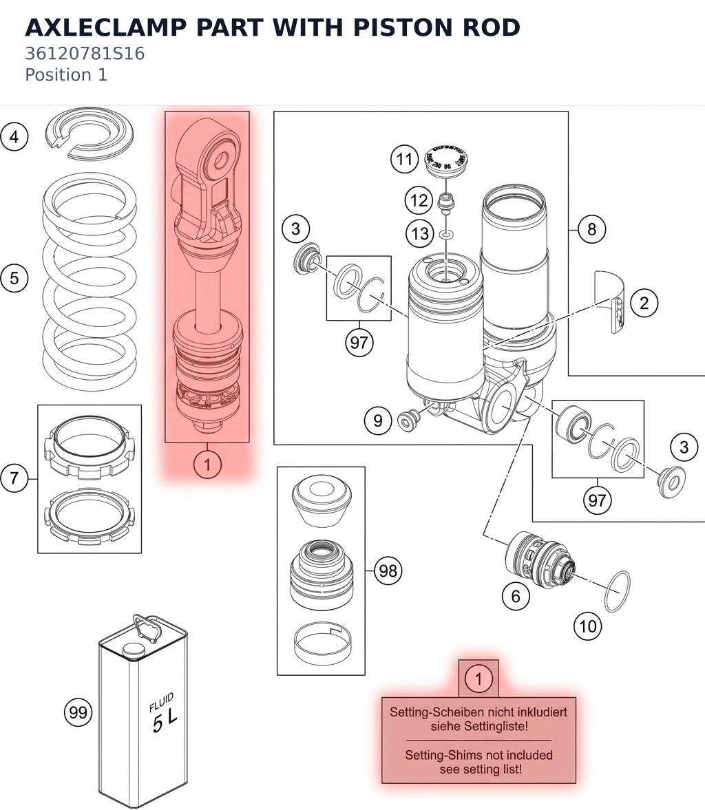 Diagram preview: AXLECLAMP PART WITH PISTON ROD (36120781S16)