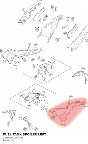 Diagram preview: FUEL TANK SPOILER LEFT (C61008050000ABE)
