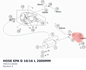 Diagram preview: HOSE EPA D 10/16 L 2000MM (78015119000)