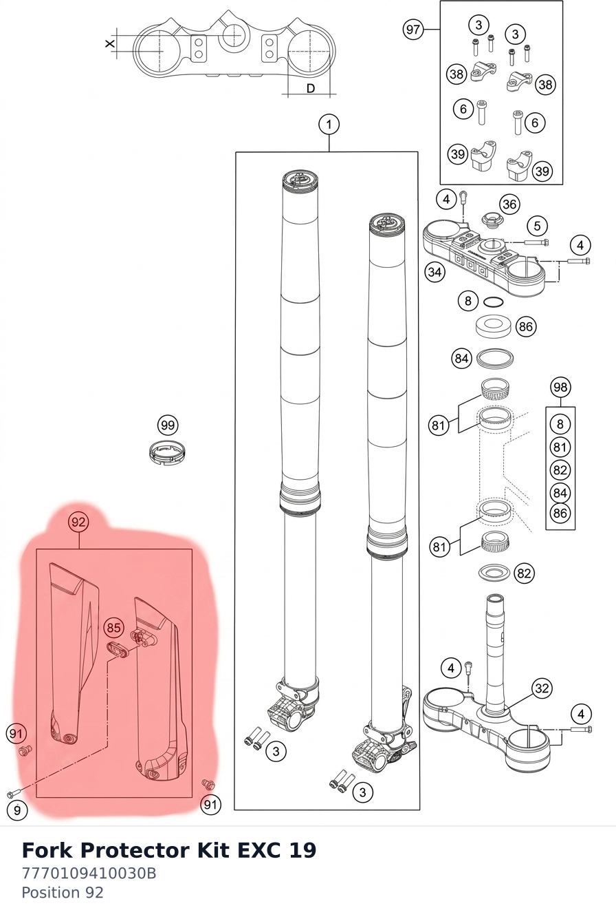 Diagram preview: Fork Protector Kit EXC 19 (7770109410030B)