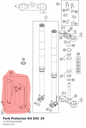 Diagram preview: Fork Protector Kit EXC 19 (7770109410030B)