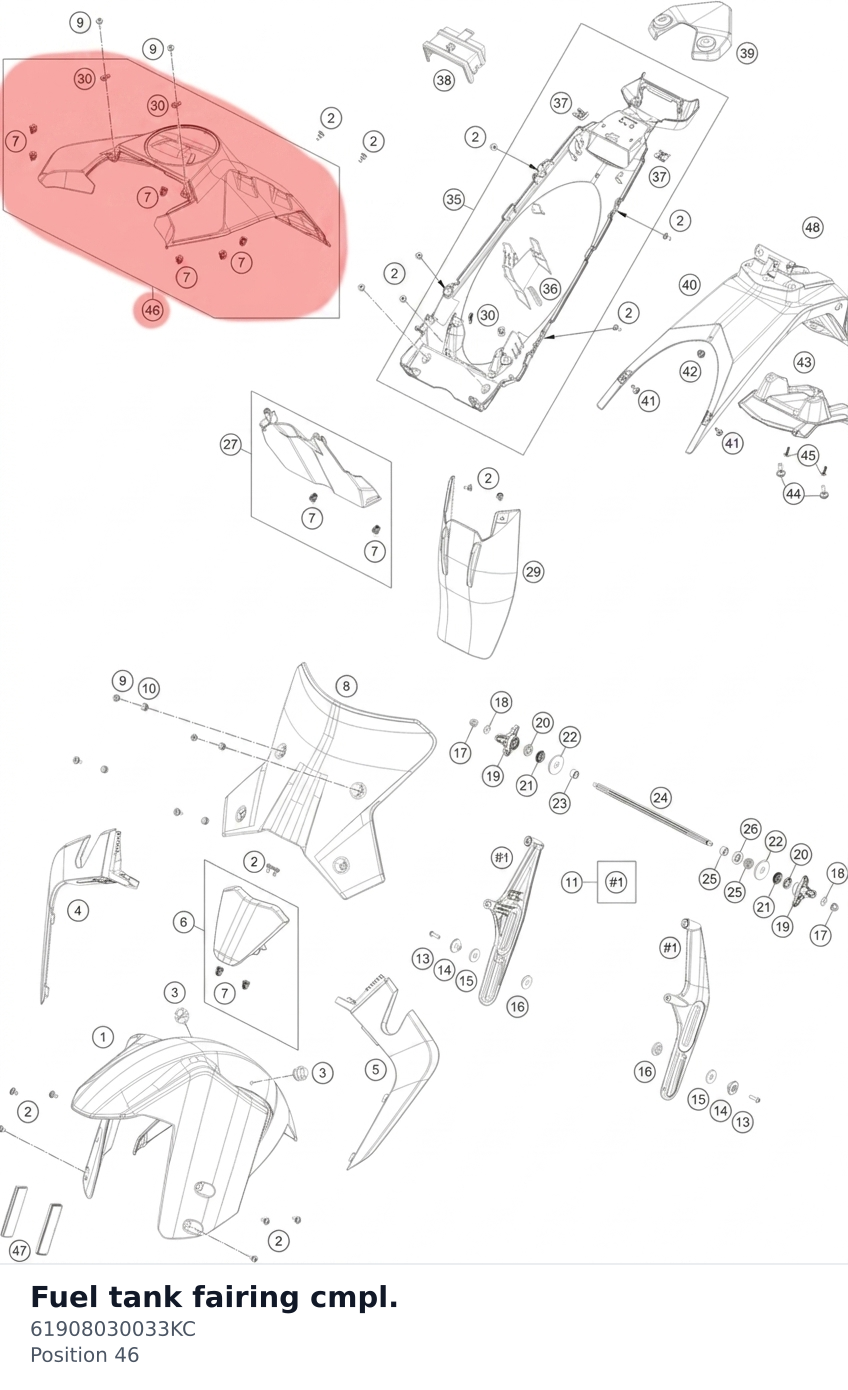 Diagram preview: Fuel tank fairing cmpl. (61908030033KC)