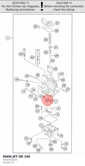 Diagram preview: MAIN JET GR 100 (54531623100)