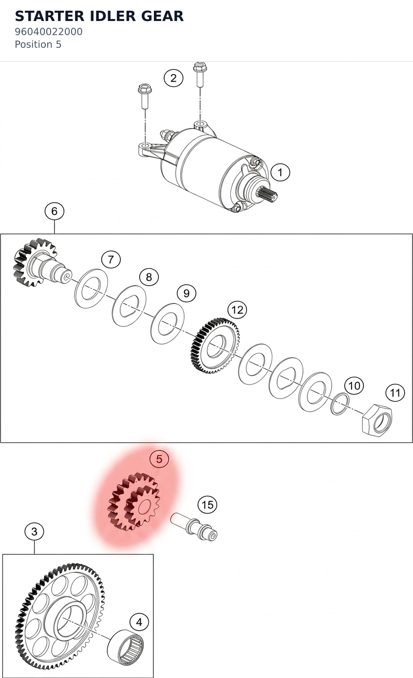 Diagram preview: STARTER IDLER GEAR (96040022000)